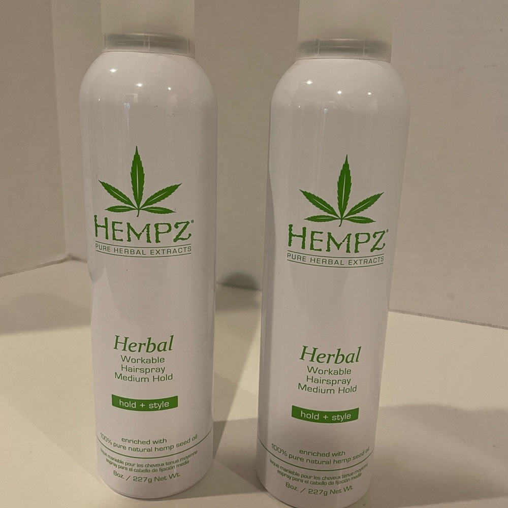 2 New Hempz Herbal Workable Hairspray Medium Hold; 8oz.